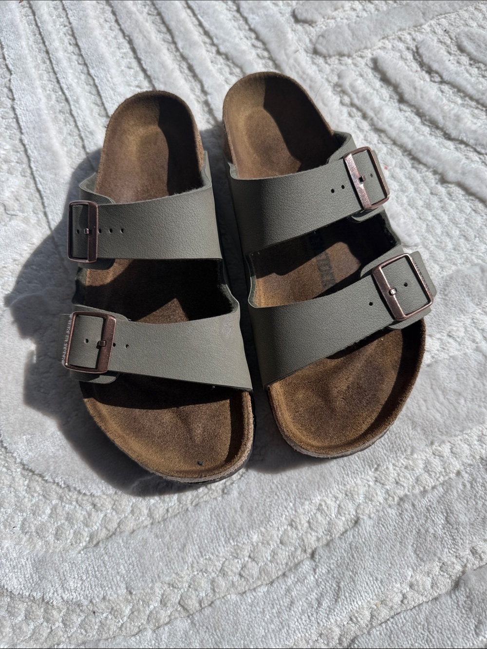Birkenstock Arizona Two-Strap Sandals in green with Brown Footbed - Picture 5 of 7